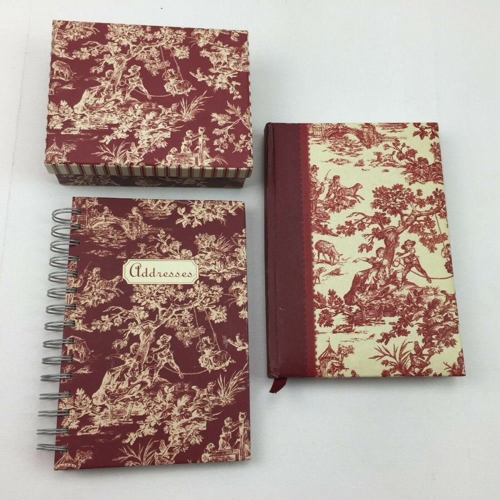 Covington Red Floral Stationary Set Journal Address Book Note Cards Envelopes